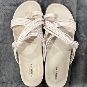 Maurices White Minimalist Sandals with Crisscross Straps